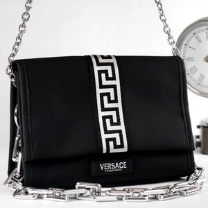VERSACE Crossbody Clutch Bag Limited Edition NEW Black Silver